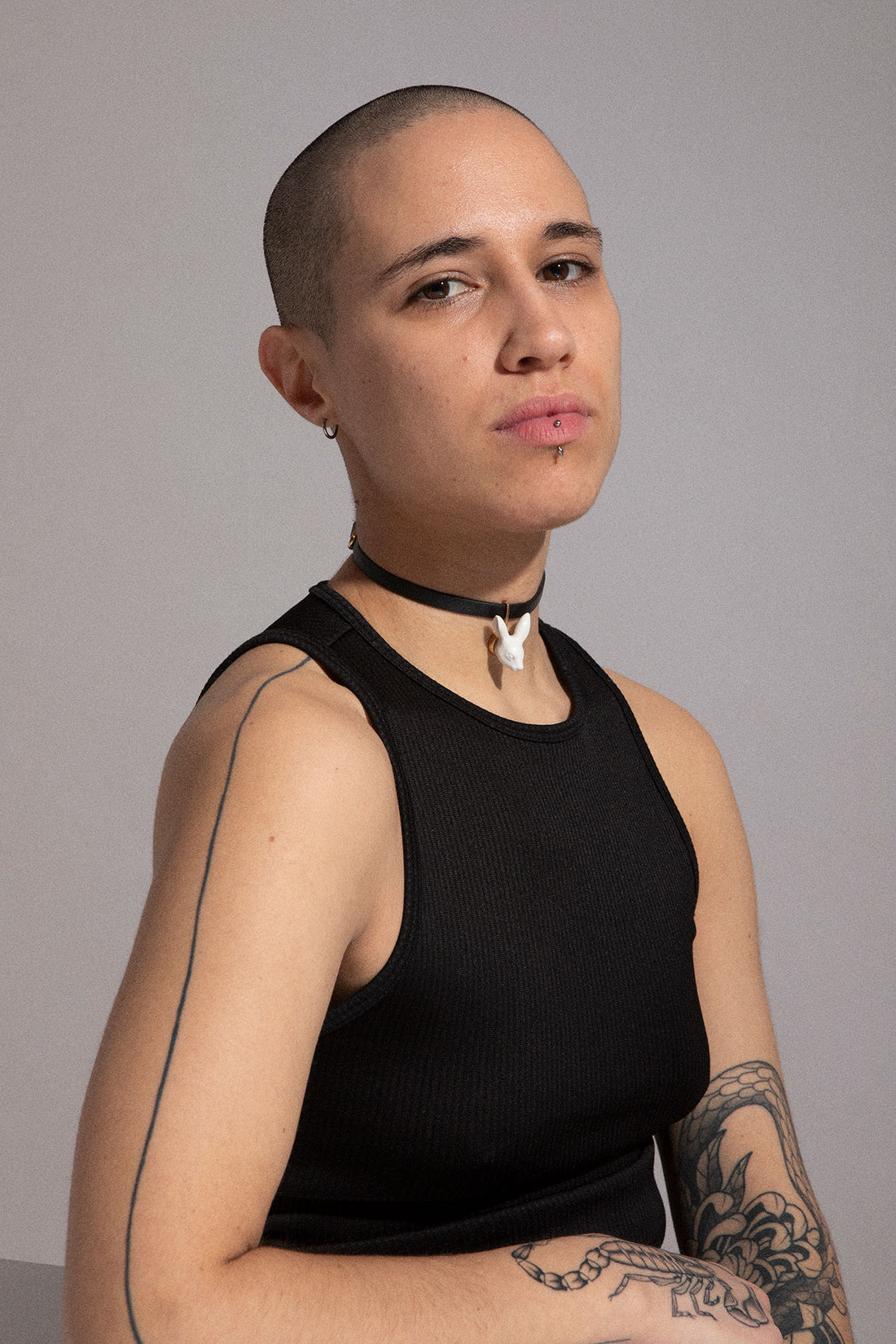 Andres Gallardo / Rabbit Head Leather Choker