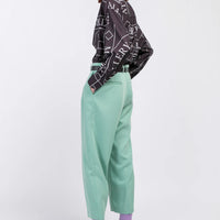 'HELLO' / Wide-leg Boyfriend Pants • Mint