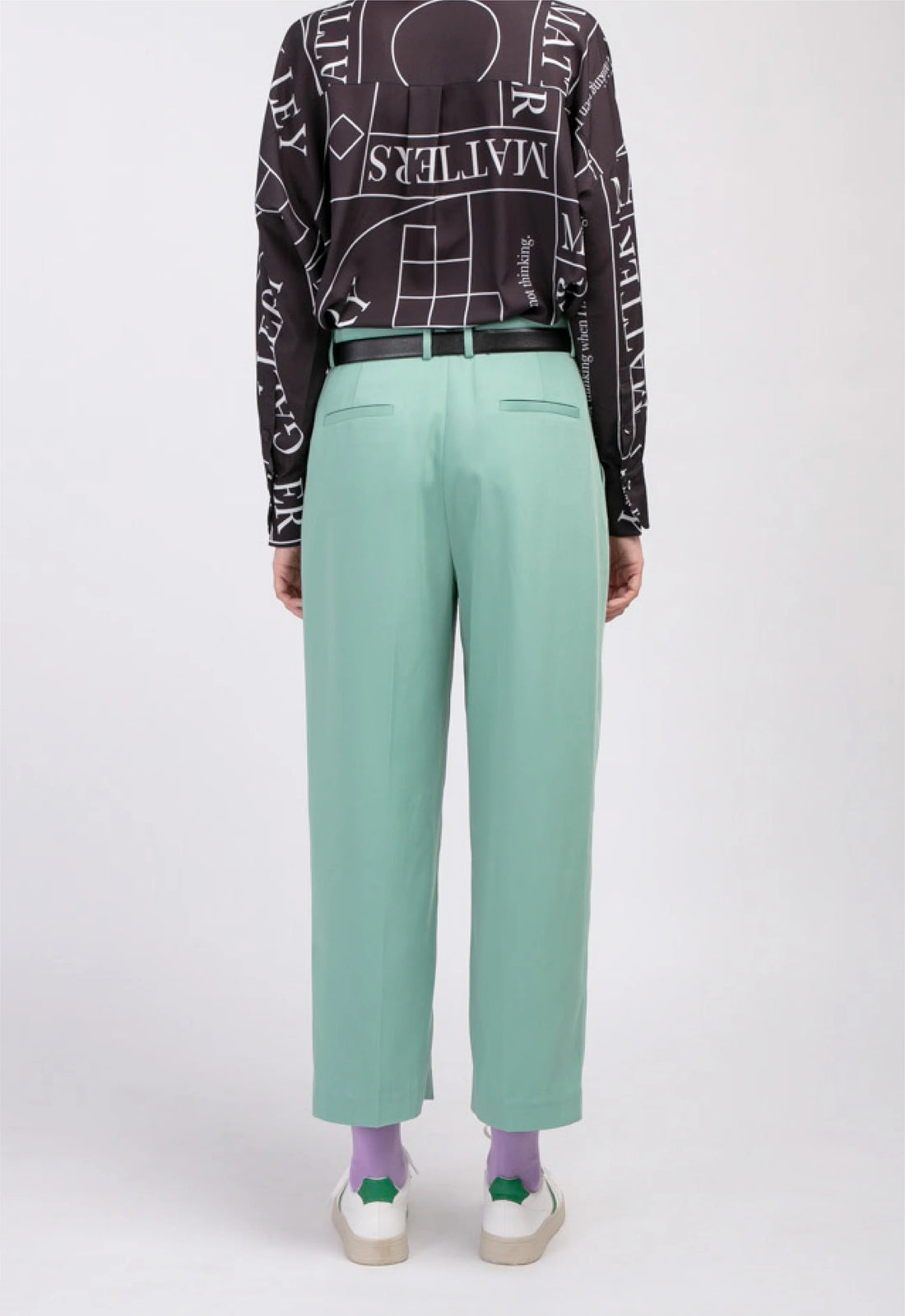 'HELLO' / Wide-leg Boyfriend Pants • Mint
