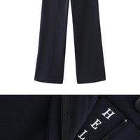 'HELLO' / Straight Fit Trousers • Navy