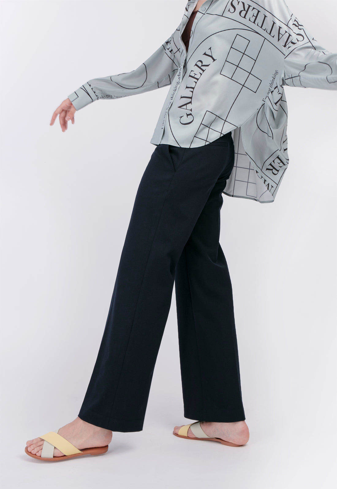 'HELLO' / Straight Fit Trousers • Navy