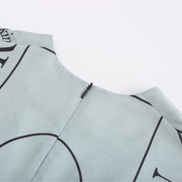 'Not' / Pattern Short Sleeved V-Neck Dress • Grey