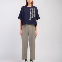 'HELLO' / Wide-leg Boyfriend Pants • Checkered