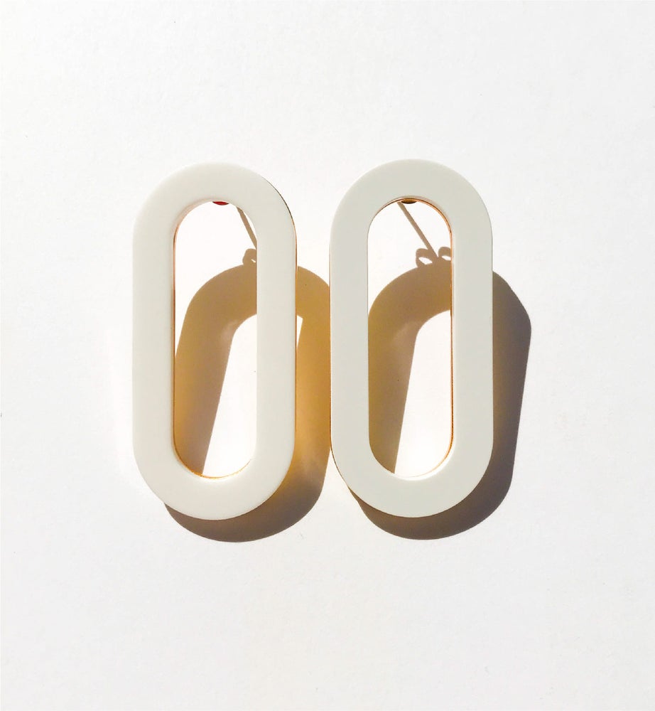 Oval Earrings • White Acrylic