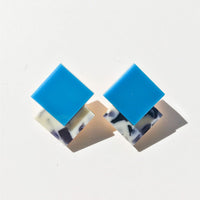 Double Diamond Earrings • Blue Marbled