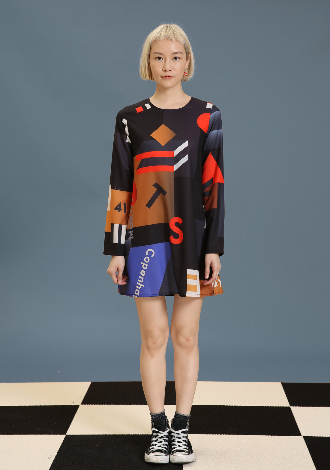 Mokita / Pattern Mini Dress • Black