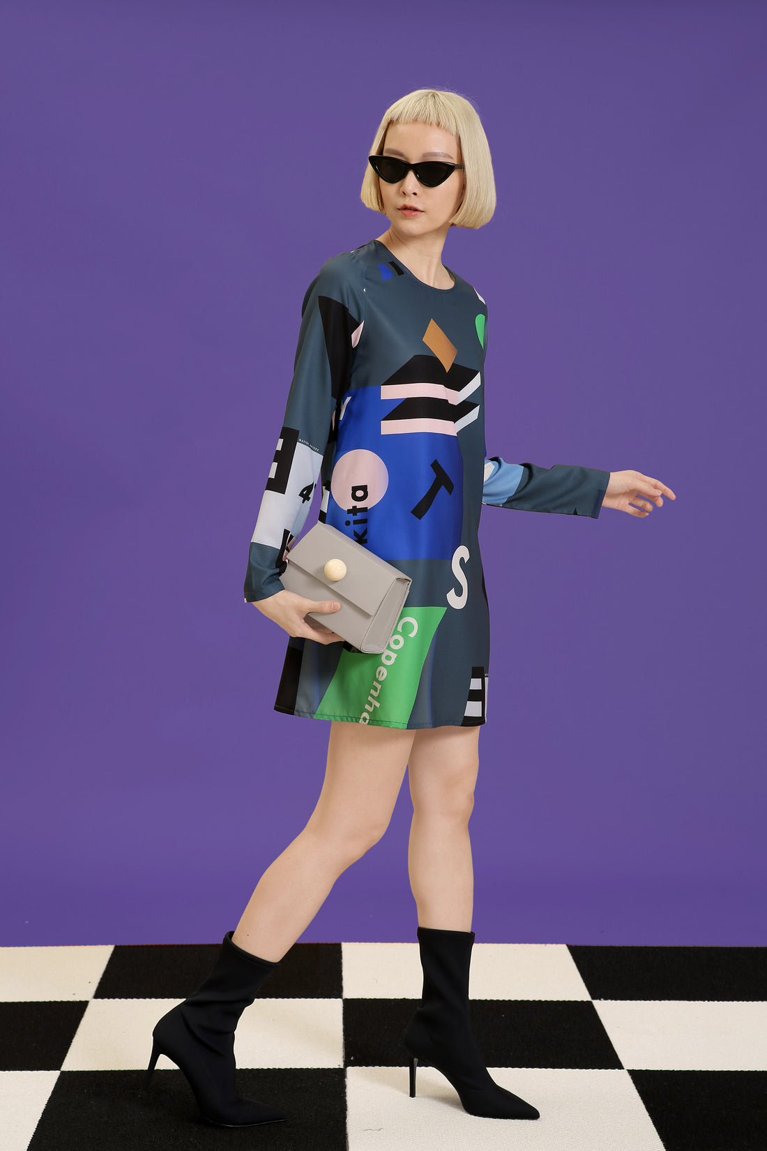Mokita / Pattern Mini Dress • Grey