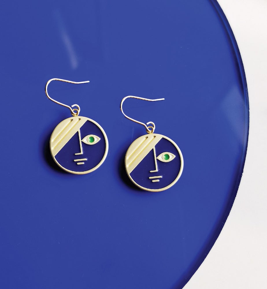 Mini Eclipse Earrings • Navy