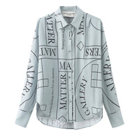 'Not' / Pattern Loose Fit Capri Shirt • Grey
