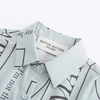 'Not' / Pattern Loose Fit Capri Shirt • Grey
