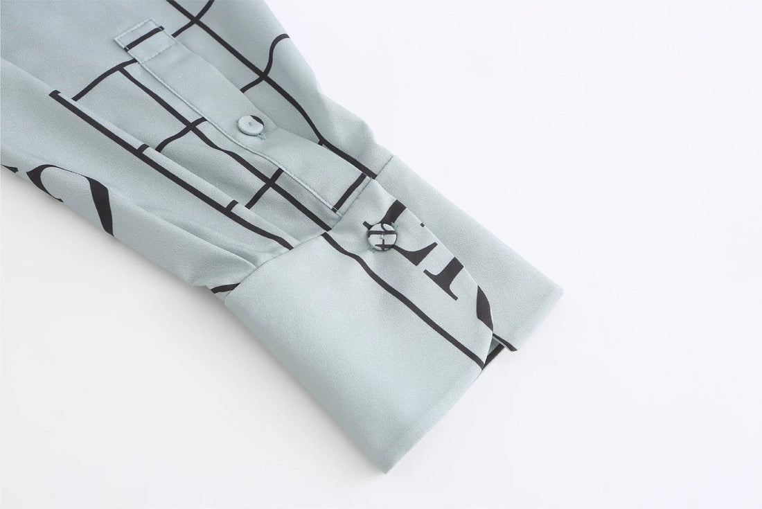 'Not' / Pattern Loose Fit Capri Shirt • Grey