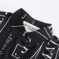 'Not' / Pattern Loose Fit Capri Shirt • Black