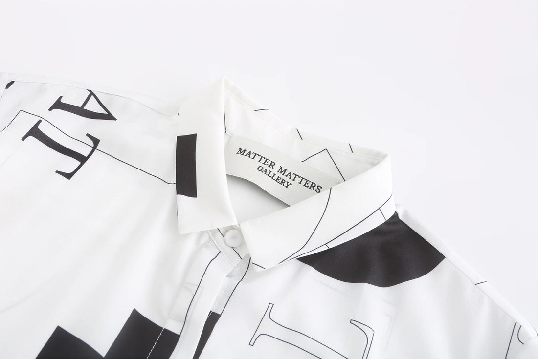 'Mute' / Pattern Capri Shirt • White