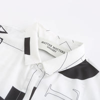 'Mute' / Pattern Capri Shirt • White