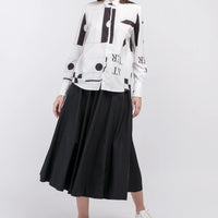 'Mute' / Pattern Capri Shirt • White