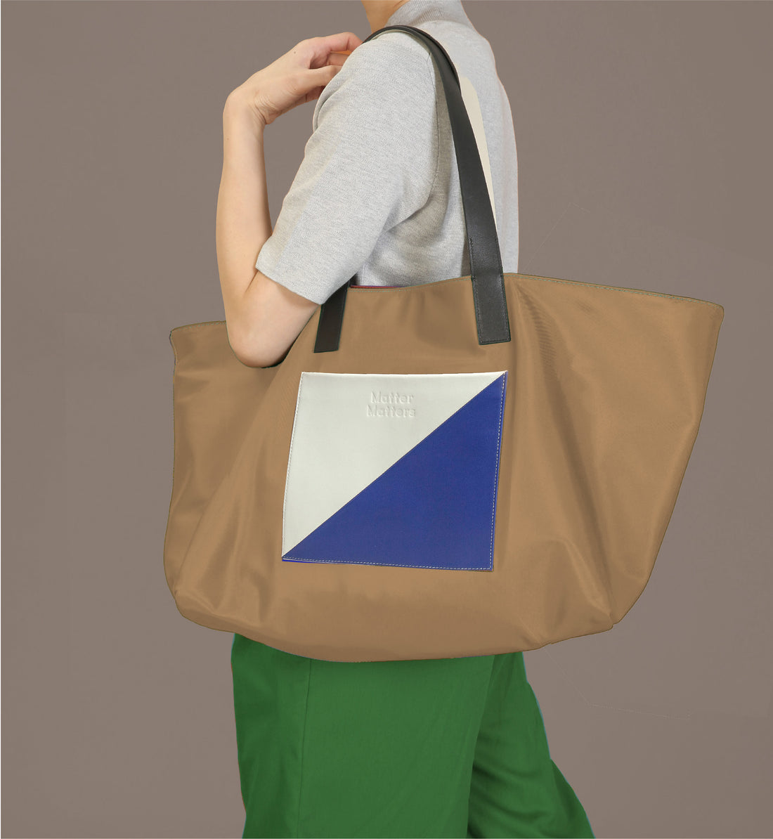 The Square / Reversible Tote Bag • Tan + Blue