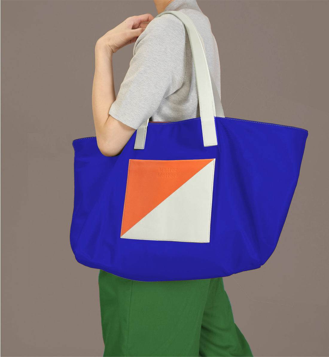 The Square / Reversible Tote Bag • Tan + Blue