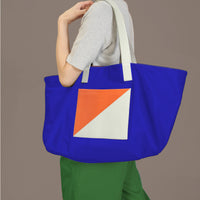 The Square / Reversible Tote Bag • Tan + Blue