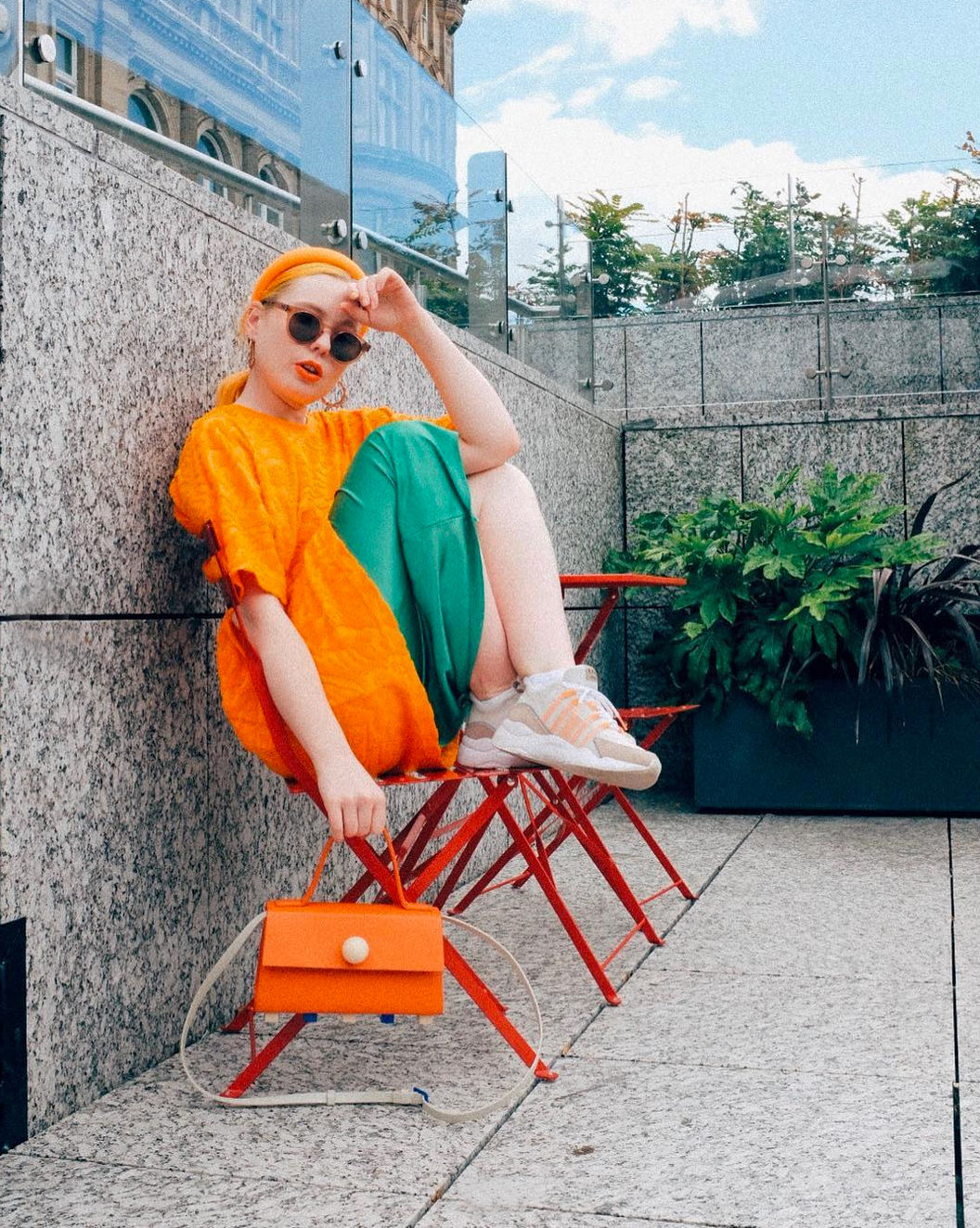Mini Trapezoid Satchel Bag with Strap • Orange