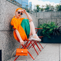 Mini Trapezoid Satchel Bag with Strap • Orange