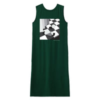 Stairs / V-back T-shirt Dress • Dark Green