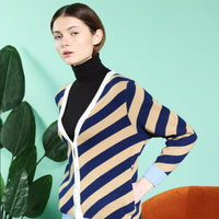 Earn Your / Wool Cashmere-Blend Cardigan • Brown / Blue