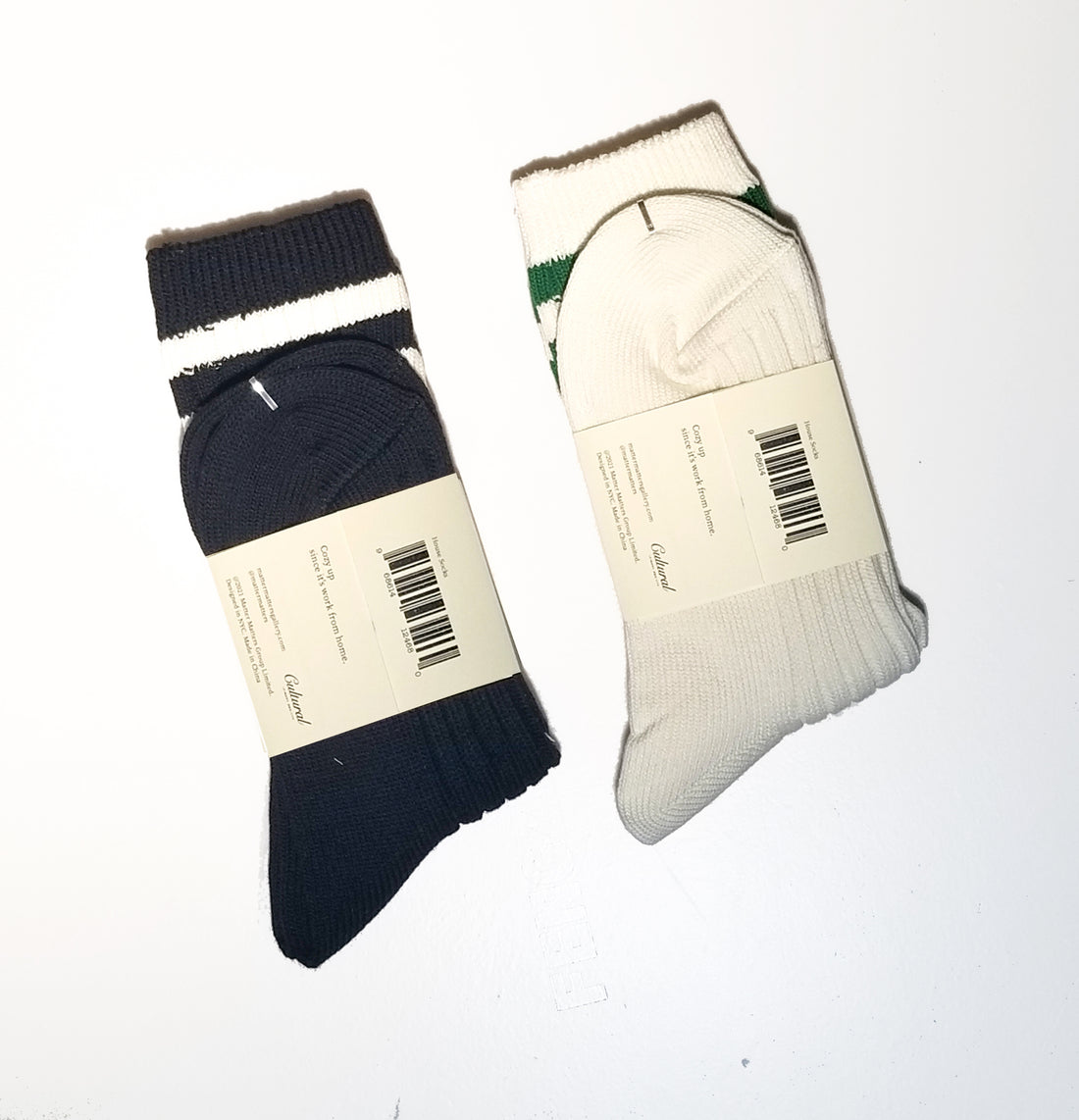WFH Ribbed-knit Socks • Black & Forest Green