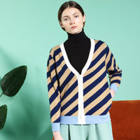 Earn Your / Wool Cashmere-Blend Cardigan • Brown / Blue