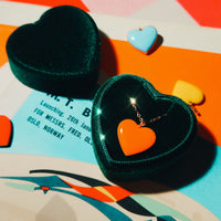 Velvet Heart Shaped Pendant / Ring Gift Box • Green