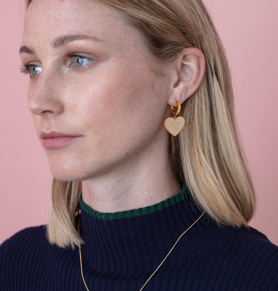 Fuck Yes Earring • Cream / Reversible