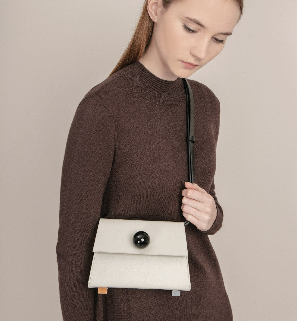 Mini Trapezoid Belt & Shoulder Bag • Beige