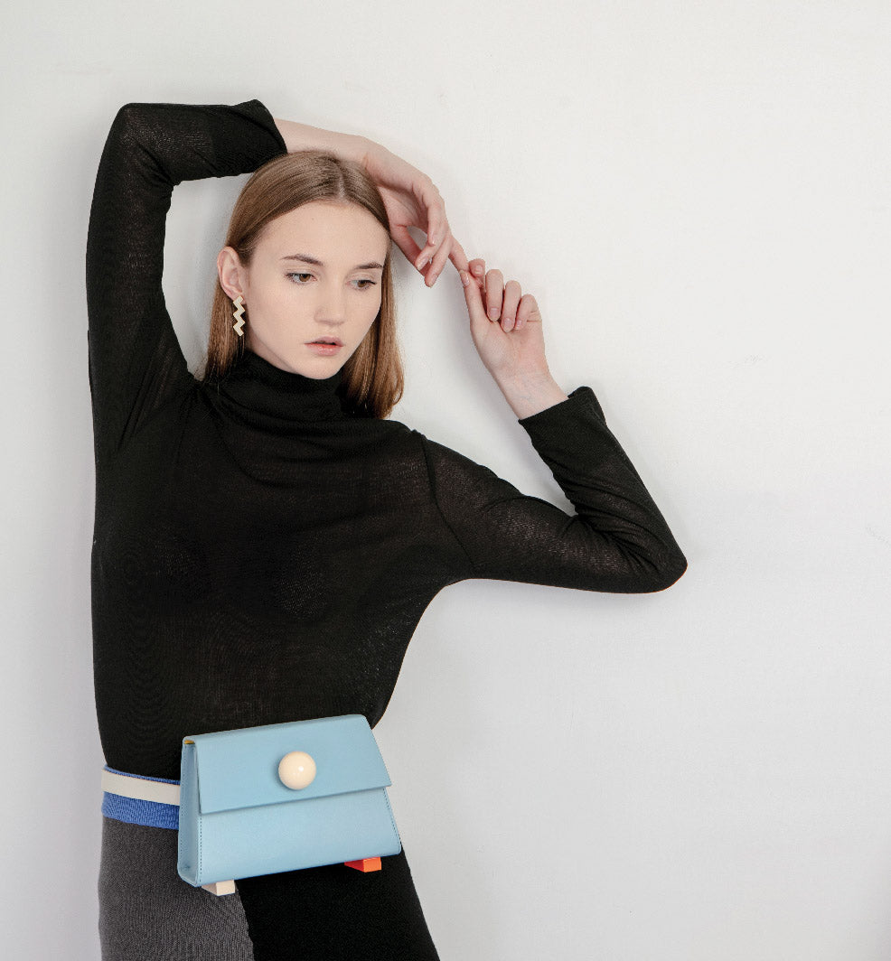 Mini Trapezoid Belt & Shoulder Bag • Light blue