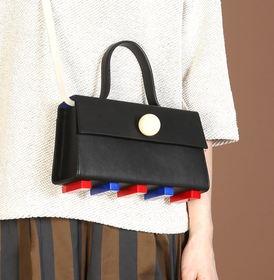 Mini Trapezoid Satchel Bag with Strap • Black