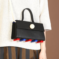 Mini Trapezoid Satchel Bag with Strap • Black