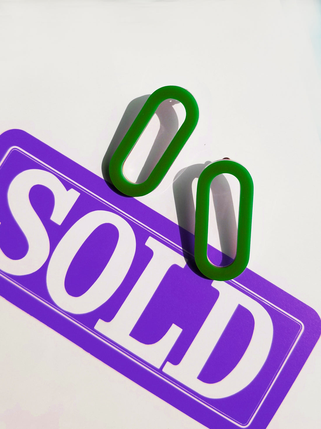 Oval Earrings • Green Acrylic