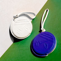 Phase and Eclipse Round Coin Purse • Royal Blue & Beige