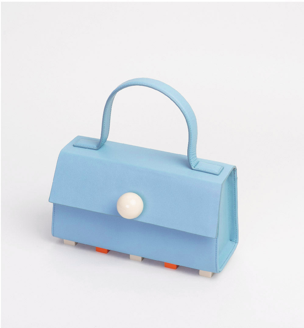 Mini Trapezoid Satchel Bag with Strap • Light Blue