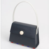 Long Trapezoid Top Handle Satchel Bag • Black