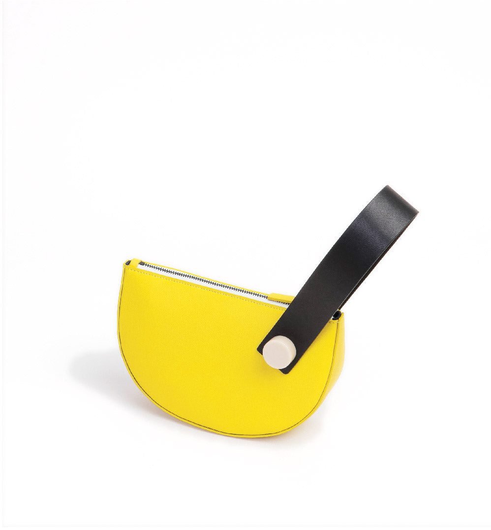 Mini Half Moon Clutch • Yellow + Black