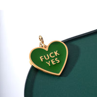 Fuck Yes Pendant • Forest Green / Reversible