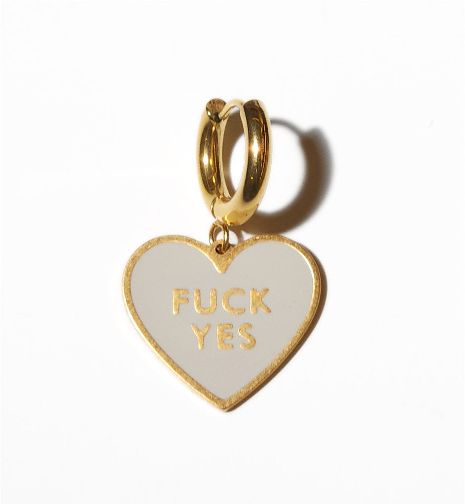Fuck Yes Earring • Cream / Reversible