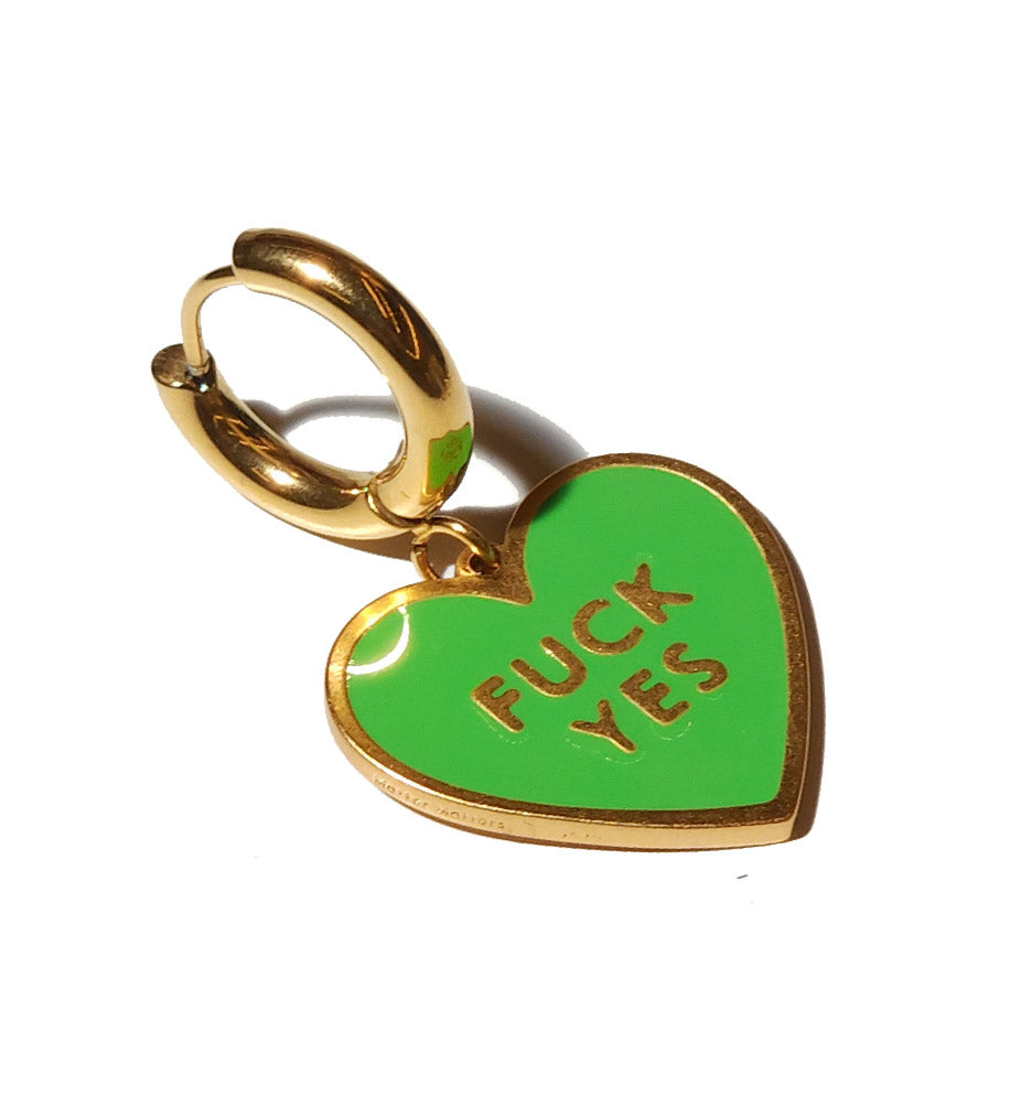 Fuck Yes Earring • Bright Green / Reversible