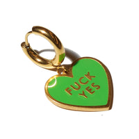 Fuck Yes Earring • Bright Green / Reversible