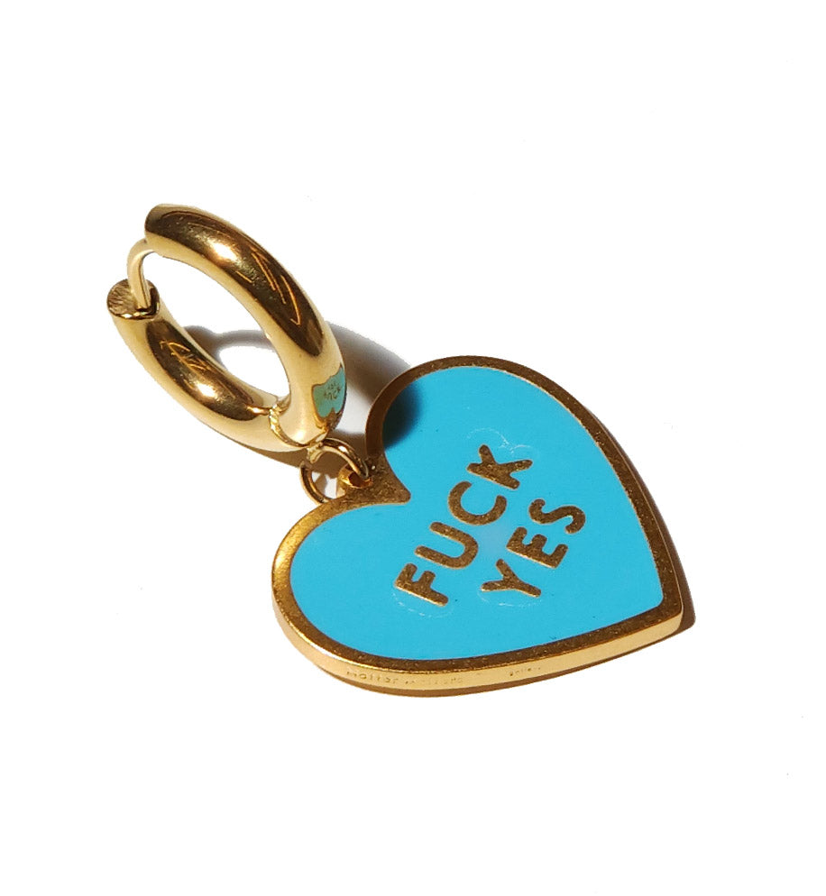 Fuck Yes Earring • Cyan / Reversible