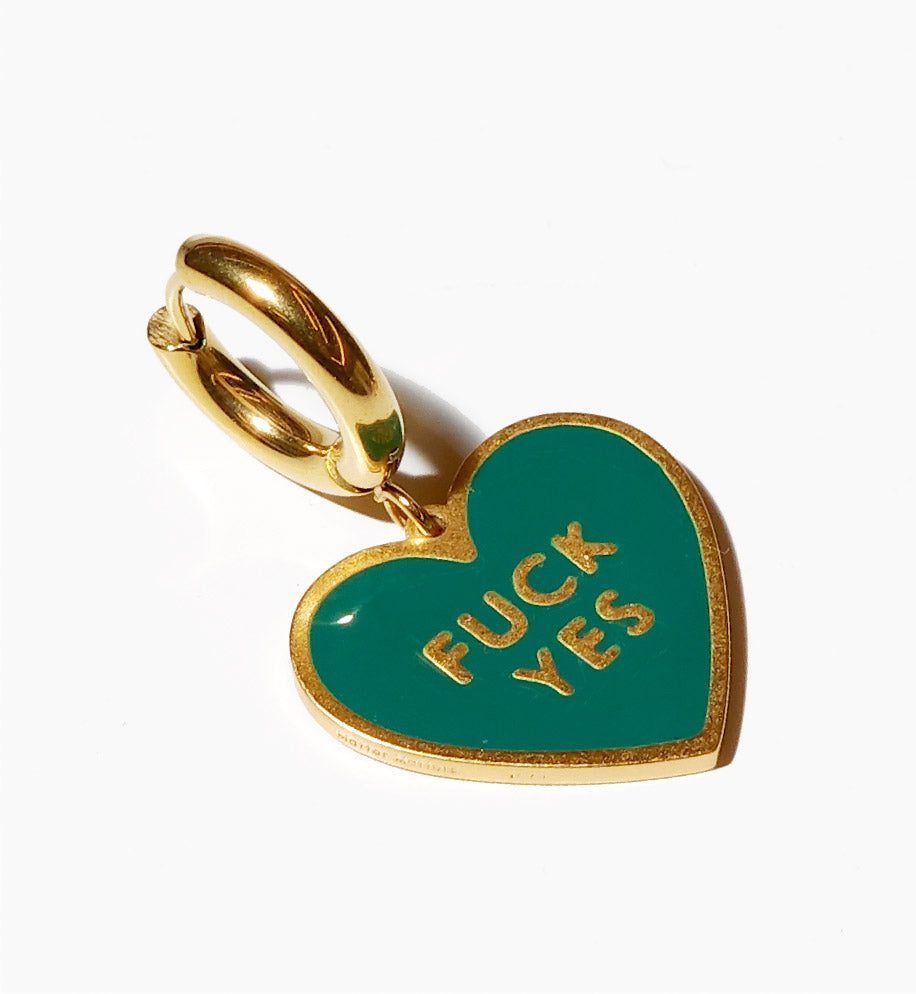 Fuck Yes Earring • Forest Green / Reversible