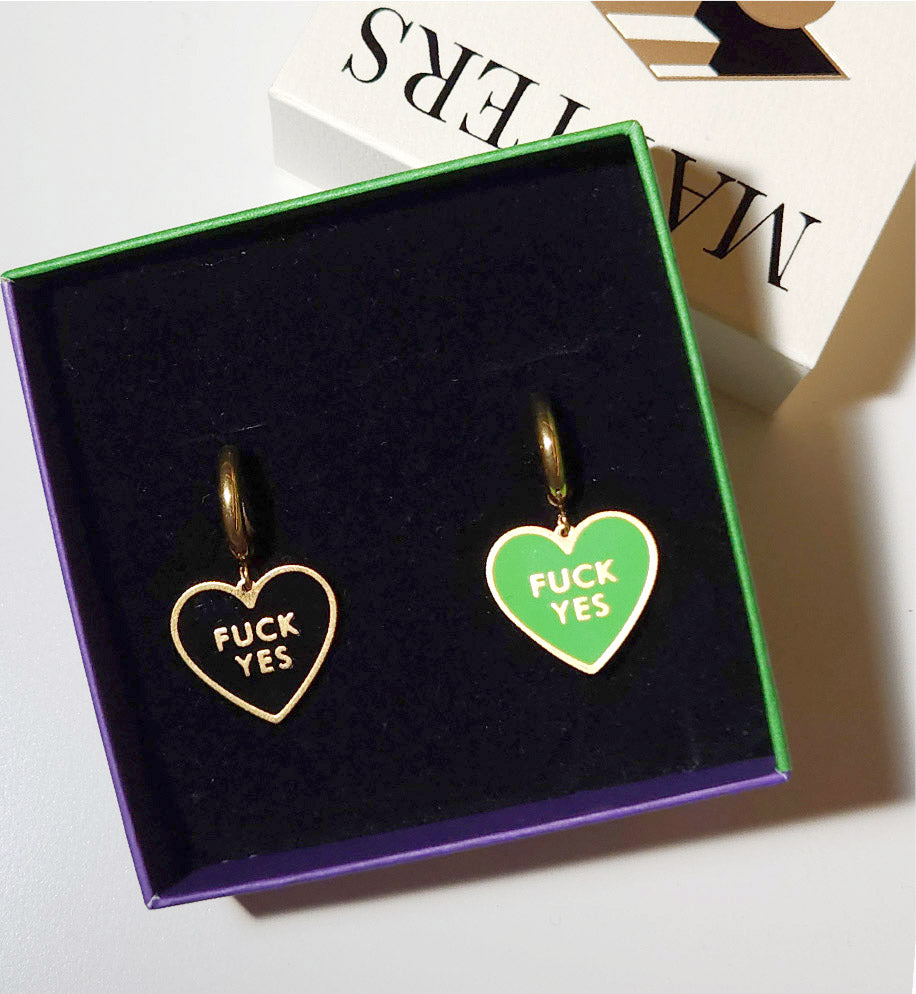 Fuck Yes Earring • Black / Reversible