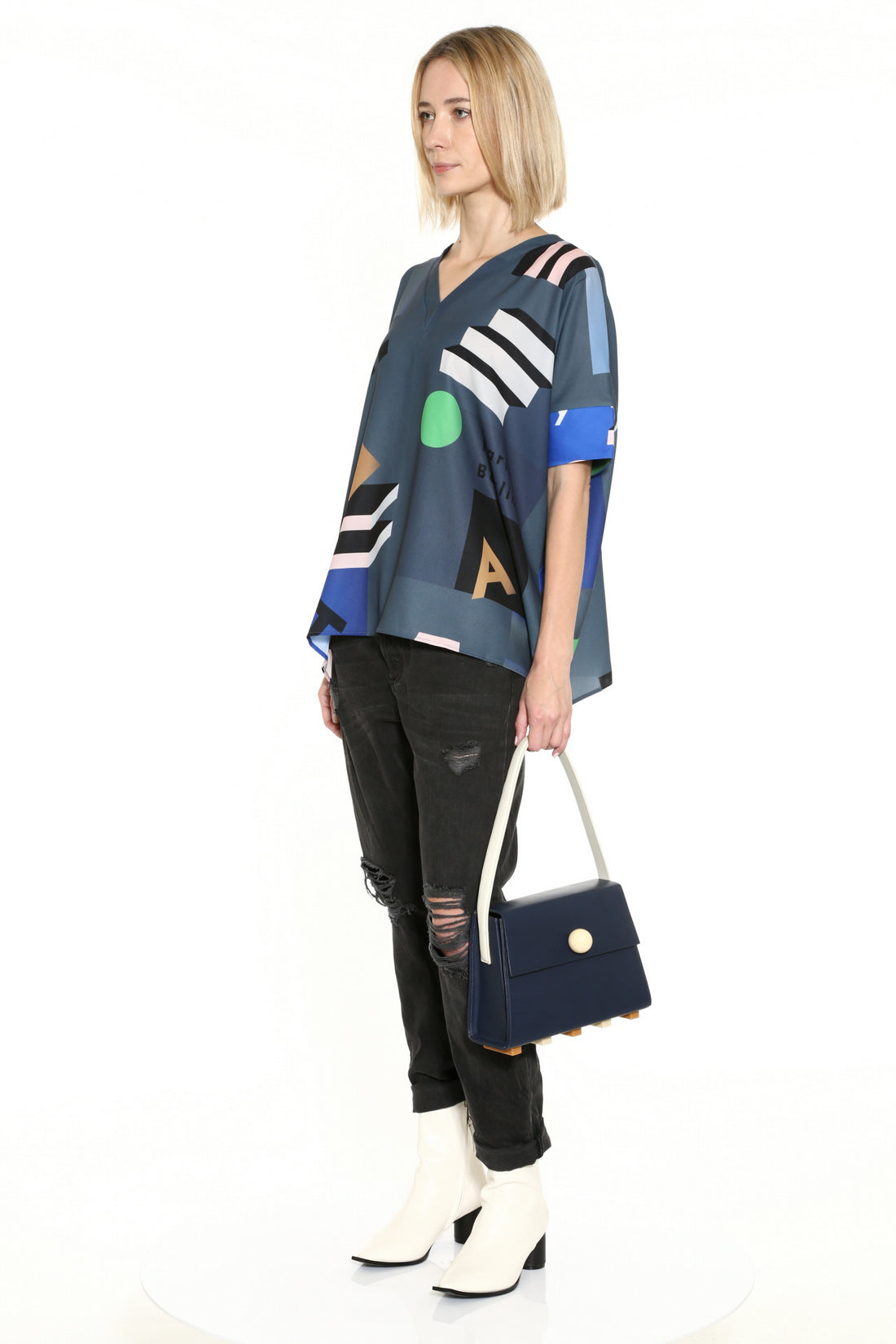 Mokita / V-Neck Blouse • Grey