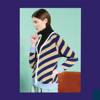 Earn Your / Wool Cashmere-Blend Cardigan • Brown / Blue