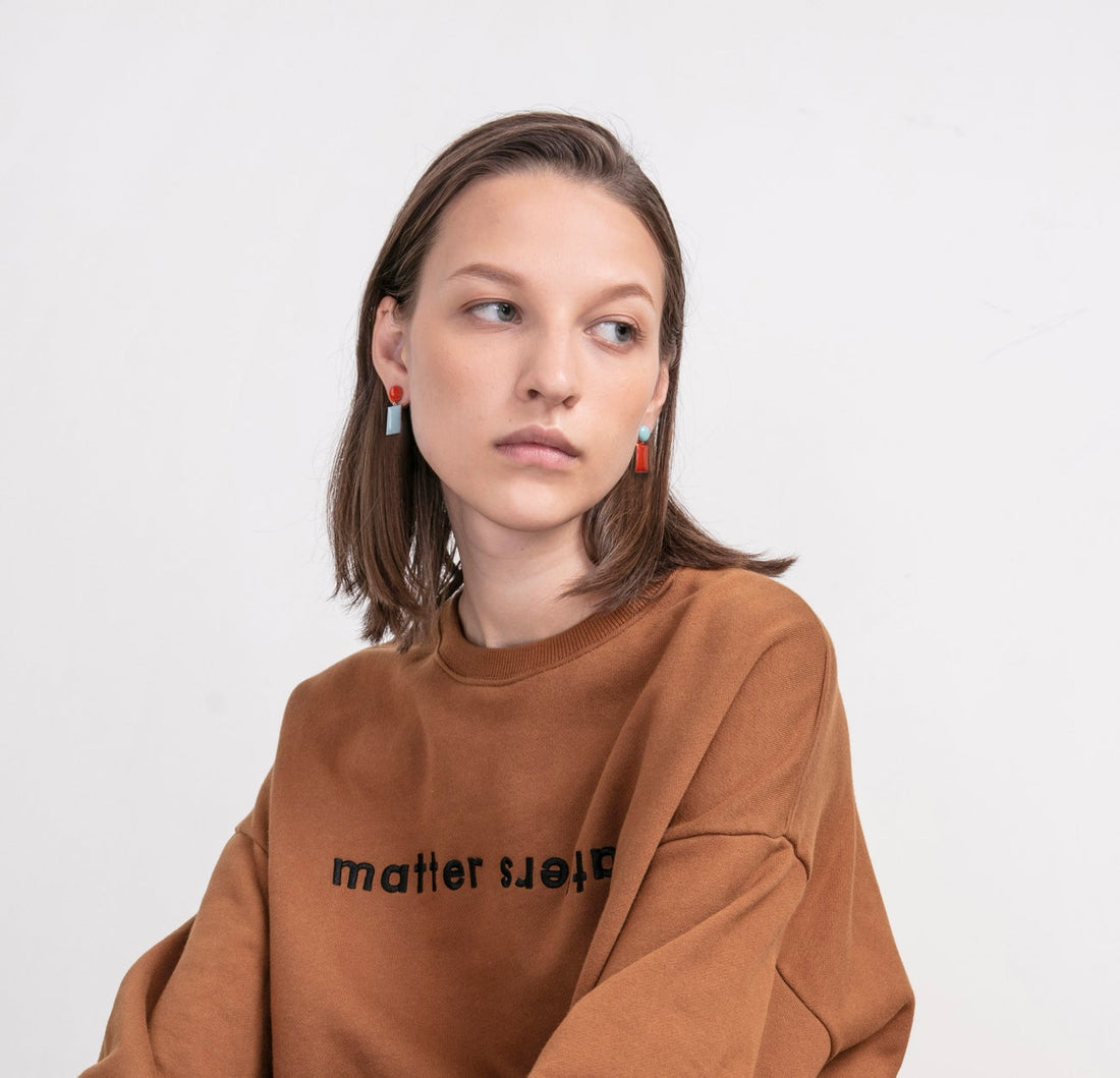 Iris Drop Earrings • Maroon / Pea Green