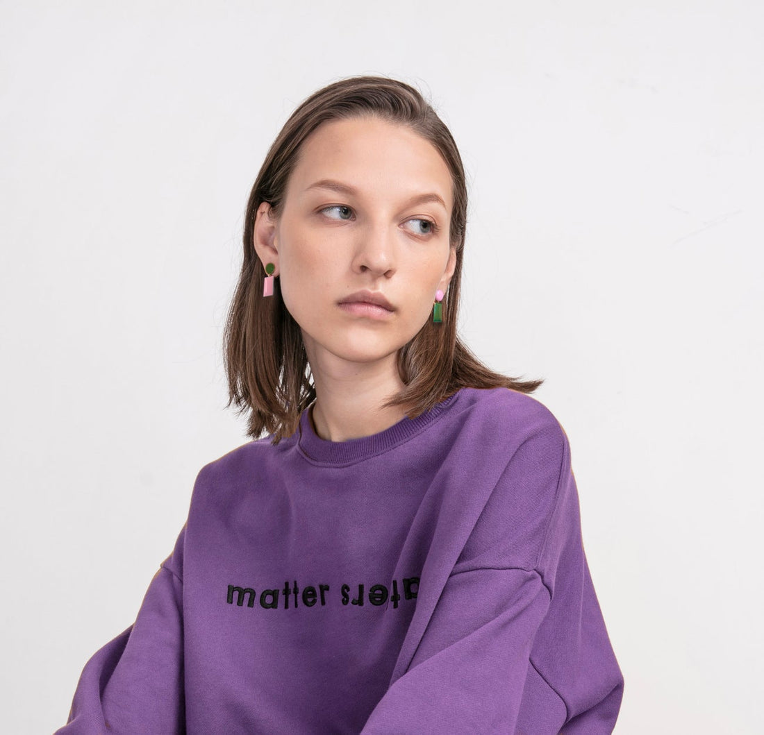 Iris Drop Earrings • Pink / Dark Green